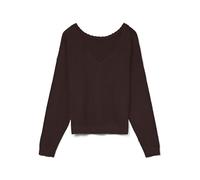 VERO MODA Vmmarina Ls Noos Pull à col en V 2 Voies, Gâteau au Chocolat, S
