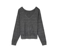 VERO MODA Vmmarina Ls Noos Pull à col en V 2 Voies, Gris foncé mélangé, S
