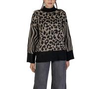 VERO MODA Vmmars Ls Pull à col Haut BF Tricot, Noir/Motif : mélange de Menthe argentée, M Femme
