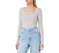 VERO MODA Vmmaxi My Ls Soft Long U-Neck Noos, T-Shirt À Manches Longues Femme, Gris (Light Grey Melange), 36 (Taille Fabricant: Small)