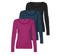 VERO MODA Vmmaxi My Ls Soft Uneck Ga Noos T-shirt à manches longues pour femme, 1 festival fuchsia, 1 gibraltar Sea, 1 noir, L