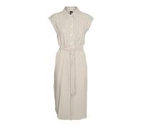 VERO MODA Vmmymilo SL Calf Shirt Dress WVN GA Robe Longue, Doublure argentée/Rayures : Anja, M Femmes