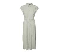 VERO MODA VMMYMILO SL Calf Shirt Dress WVN GA Robe, Reseda/Rayures : Blanc Neige, L Femme