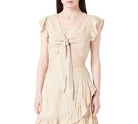 Vero Moda Vmmymilo SL Crop Tie Top WVN GA Haut, Crème Irlandaise : Pois Blancs comme Neige, L Femme