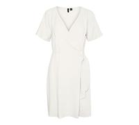 VERO MODA VMMYMILO SS Wide Wrap Knee Dress WVN GA Robe, Blanche-Neige, S Femme