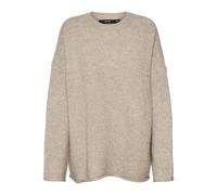 VERO MODA Vmnoelle LS Pull en Tricot à col Rond GA Boo pour Femme, Silver Mink/détail : chiné, M