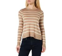 VERO MODA Vmnova Ls O-Neck Pull GA Noos Tricot, Silver Mink/Rayures : Bouleau, M Femme