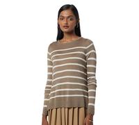 VERO MODA Vmnova Ls Pull à col Rond GA Noos Sweater, Brown Lentil/Stripes:Birch, M Femme