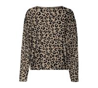 VERO MODA Vmpalma Ls Boatneck Top GA JRS T-Shirt Manches Longues, Noir/imprimé léopard, XS Femmes