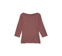 Vero Moda VMPANDA T-Shirt Stretch à Manches 3/4 pour Femme - Col Bateau - Coupe Droite - Manches Longues, Rose/Marron, S