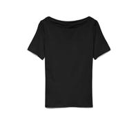 Vero Moda VMPANDA T-Shirt Stretch uni à Manches Courtes et col Bateau pour Femme, Noir, XXL