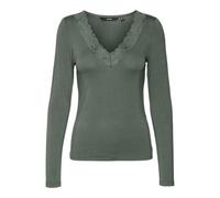 VERO MODA Vmrosa Ls V-Neck Lace Top GA JRS Noos T-Shirt Manches Longues, Laurel Wreath, S Femmes