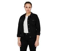Veste en jean fermeture par bouton court poignets boutonnés col italien manches classiques manches longues noir Ula Noir 52