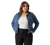 VERO MODA CURVE Vmruna Ls Slim DNM Jck Mix GA Cur Noos Veste en Jean, Bleu Denim Moyen, 58 Femme