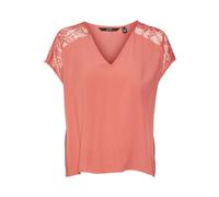 VERO MODA Vmrusk Lace V-Neck SS WVN GA Top pour Femme, Cayenne, S