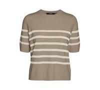 Vero Moda VMSABA GA Noos Plain SS O-Neck Pull, Mink/Rayures : Bouleau argenté, M