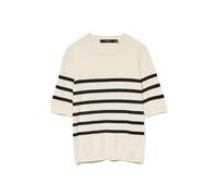 VERO MODA Vmsaba GA Noos Plain SS O-Neck Pull Sweater, Bouleau/Rayures : Noir, XL Femme