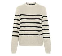 VERO MODA Vmsaba Plain LS GA Noos Pull en Tricot à col Rond pour Femme, Bouleau/Rayures : Noir, XXL
