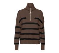 Vero Moda Vmsaba Pull en Tricot à Rayures LS pour Femme GA Noos, Épine/Rayures : Noir, L