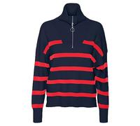 Vero Moda Vmsaba Ls Blouse col Montant GA Noos Sweater, Navy Blazer/Stripes : amer, M Femme