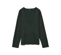VERO MODA Vmsilje Ls Pull à col en V GA Noos, Vert pin, M