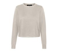VERO MODA Vmsilje Ls Pull Court à col Rond GA Noos Tricot, Beige Clair, M Femme