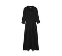 Vero Moda Vmsilla 3/4 Poloneck 7/8 Dress LCS Robe col Polo, Noir, L Femmes