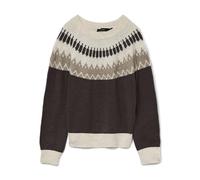VERO MODA Vmsimone Ls Nordic Pullover GA Rep Boo Pull, Gâteau au Chocolat, M Femme