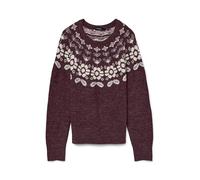 VERO MODA Vmsimone Ls Nordic Pullover GA Rep Boo Pull, Vin, XS Femme