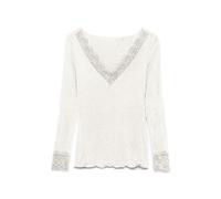 Vero Moda Vmskye Ls JRS Noos Haut en Dentelle à col en V, Blanche-Neige, L