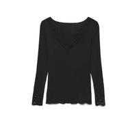 VERO MODA Vmskye Ls JRS Noos Haut en Dentelle à col en V, Noir, XS
