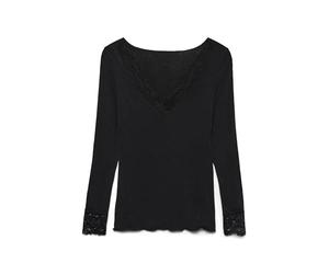 Vero Moda Vmskye Ls JRS Noos Haut en Dentelle à col en V, Noir, XS