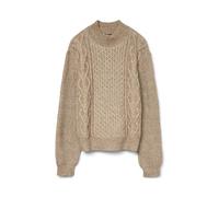 VERO MODA Vmuniverse Ls GA BF Pull à col Haut Tricot, Silver Mink/détail : W. Melange, XS Femme