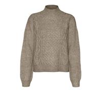 Vero Moda Vmuniverse LS Highneck GA BF Pull tricoté, Silver Mink/Detail:w. Melange, Taille M pour Femme, Silver Mink/Detail:w. Melange, M