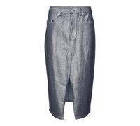VERO MODA Vmveri Vi2464 HR Calf DNM Jupe midi, Denim Bleu Moyen/détail : revêtement argenté, L Femmes