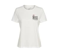 VERO MODA VMVIVA S/S T-Shirt à col Rond JRS BTQ GA, Blanc Neige/imprimé : The Future is Yours, M