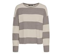 Vero Moda VMWANDA LS Pull à col Rond Boo, Moon Rock/Stripes : Bouleau, S