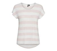 VERO MODA Vmwide Stripe S/L GA JRS Noos Top pour Femme, Rose/Rayures : Blanc, XS