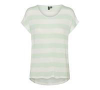 VERO MODA VMWIDE Stripe SL Top GA JRS Noos, Œuf d'oiseau Vert/Rayures : Blanc Neige, M
