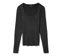VERO MODA Vmwillow Pointelle Ls U-NCK Pull Boo, Noir, M