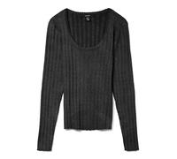 VERO MODA Vmwillow Pointelle Ls U-NCK Pullover Boo Pull, Noir, L Femme
