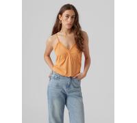 Vero Moda Single Knit Short Sleeve Crop Top Faux Oranger 10 (S) Female