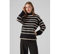 Vero Moda Vmsaba Ls Pull À Col Roulé Ga Noos Sweater, Femme, Black/Stripes:birch, L
