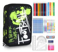 Veroa Trousse carrée à 3 compartiments, Ballon de football vert avec papeterie, L, mignon