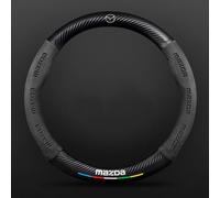 VeroCh Voiture Cuir/Carbone Fibre Caches Volant, pour Mazda 3 5 6 CX-3 CX-30 CX-5 CX-7 CX-8 CX-9 MX-5 Antidérapant Respirant imperméable Résistant l'usure Protection Accessoires,A/Black-Leather