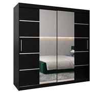 Verona 4200 Armoire à portes coulissantes avec miroir, tringle et étagère Noir mat