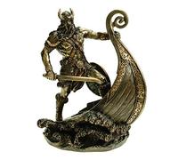 Veronese 708-7655 Figurine viking debout sur la proue de son bateau dragon 24 cm