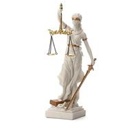 Veronese Design Statue en résine thème Lady Justice Blind 30,5 cm Finition or blanc