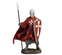 Veronese Design 19,5 cm Chevaliers maltais Hosipitaller Templiers Lance et Bouclier Peint à la Main Polystone Décoration Maison Statue Collectibles