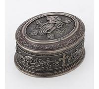 Veronese Design Boîte à bijoux ovale en résine bronzée coulée à froid 6,3 cm de haut